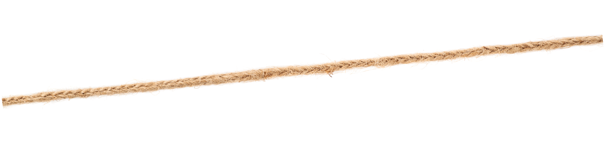 Line of a twisted decorational linen rope string isolated over the white background