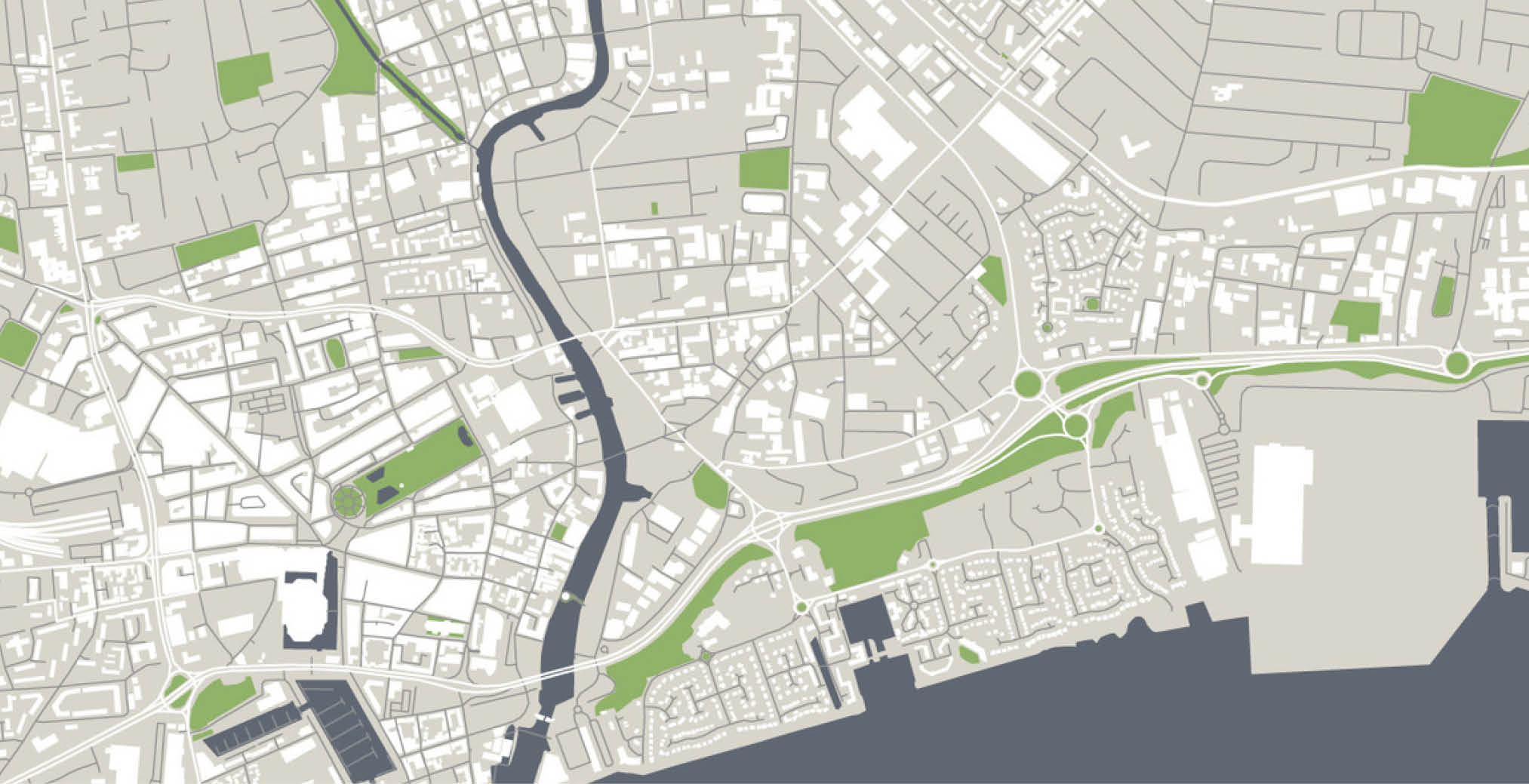 vector map of the city of Kingston upon Hull, East Riding of Yorkshire, Yorkshire and the Humber, England, UK