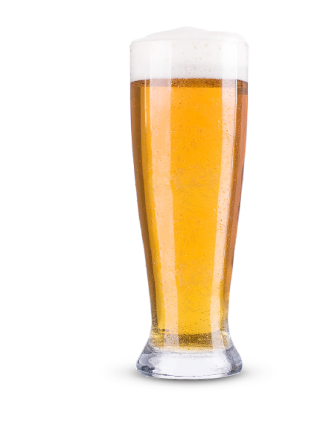 Light beer in a glass on a white background