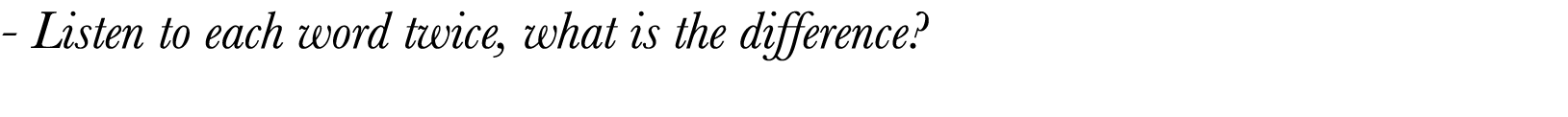  - Listen to each word twice, what is the difference 